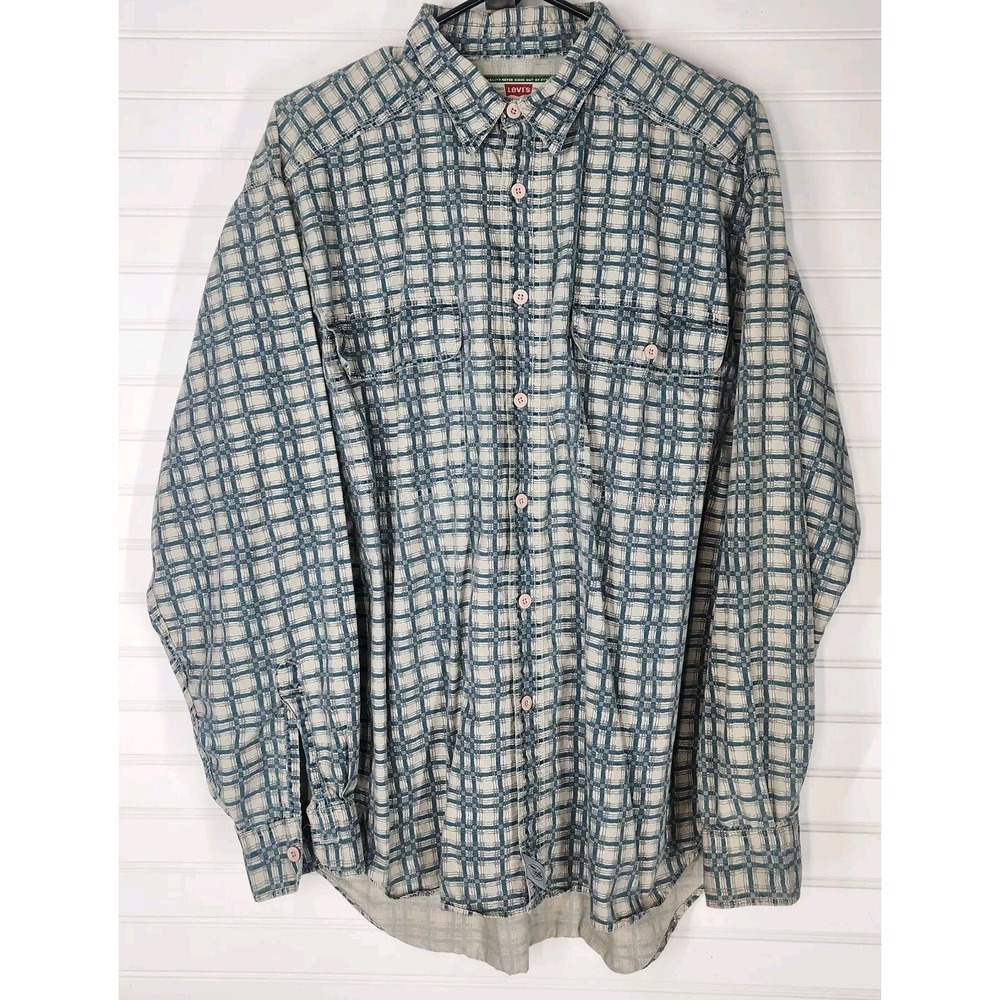Vintage Mens Size L Levi Strauss & Co Long Sleeve Button Up Plaid Shirt